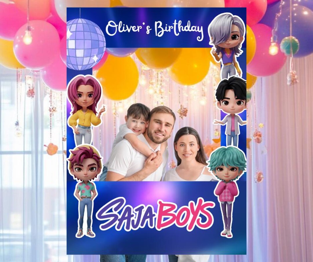 Chibi Kpop Birthday Selfie Frame | Anime Party Photo Booth (digital ...