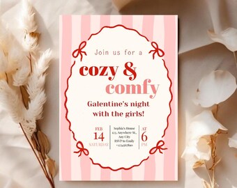Editable Galentine’s Day Invitation, Girls Night Party Invite, Galentines Party Printable, Valentine's Day Printables