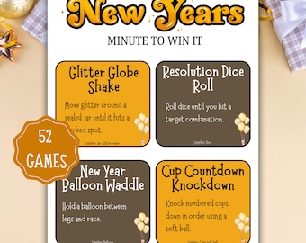 New Year’s Minute to Win It Games Printable | New Years Party Games | Fun Family & Group Games | Instant Download | Classroom, Office Games