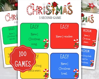 Christmas 5 Second Game Printable, Think Fast Holiday Games, Office Party, Classroom, Family Party Game, Christmas Games Printable
