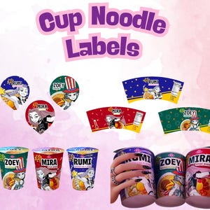 Kpop Cup Noodle Label Template: Editable Ramen Party Favor (Digital Download)