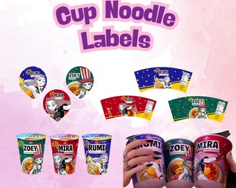 Kpop Cup Noodle Label Template: Editable Ramen Party Favor (Digital Download)