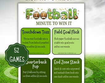 Football Party One Minute Challenge Game Printable, Football Party Games for Kids & Adults, Football Birthday Party Activity, Team Challenge