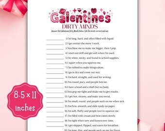 Galentine’s Dirty Minds Game Printable | Fun Valentine Party Games for Kids & Adults | Classroom, Family, Couples Party Games Printable