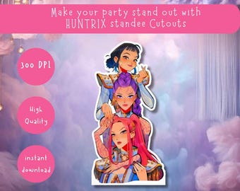 Printable Kpop Demon Hunters Standee Cut Outs, Kpop Huntrix DIY Cutout Party Paper, Prop Decor Birthday Party, Paper Standee, Birthday Decor