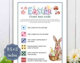 Easter Candy Dice Game Printable, Easter Party Game for Kids & Adults, Roll a Dice Candy Exchange Game, Classroom, Family Easter Activity