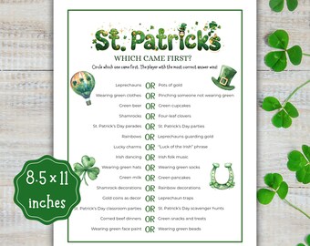 St. Patrick’s Day Which Came First Game Printable | Irish Party Game for Kids & Adults | St Paddy’s Day Activity | Instant Download PDF 8x11