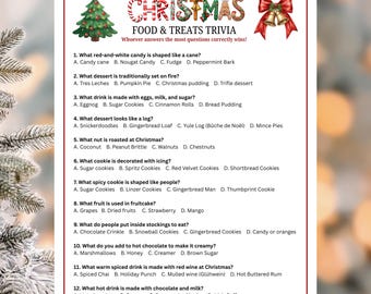 Christmas Food and Treats Trivia Game Printable | Holiday Party Game | Instant Download | Kids & Adults | Classroom, Office, Family Activity