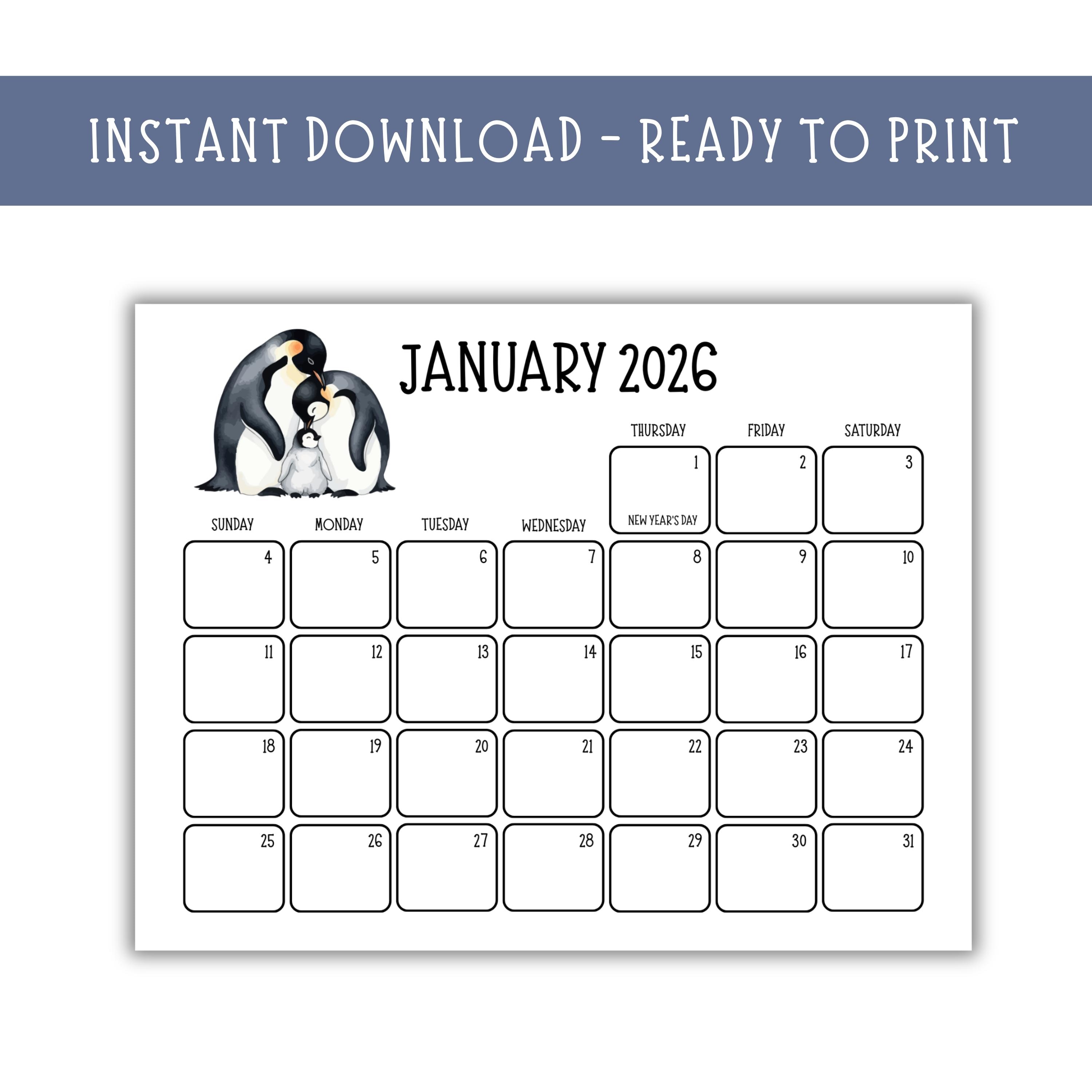 2026 Animals Calendar Printable Minimalist | Cute Animal Monthly Wall ...
