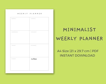 Minimalist Weekly Planner | A4 Printable (PDF Download)