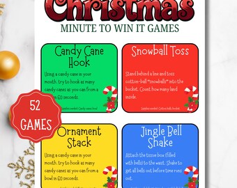 Christmas Minute to Win It Games, Christmas Games Printable, Party Games for Kids, Teens & Adults Games, Family, Classroom, Office Games