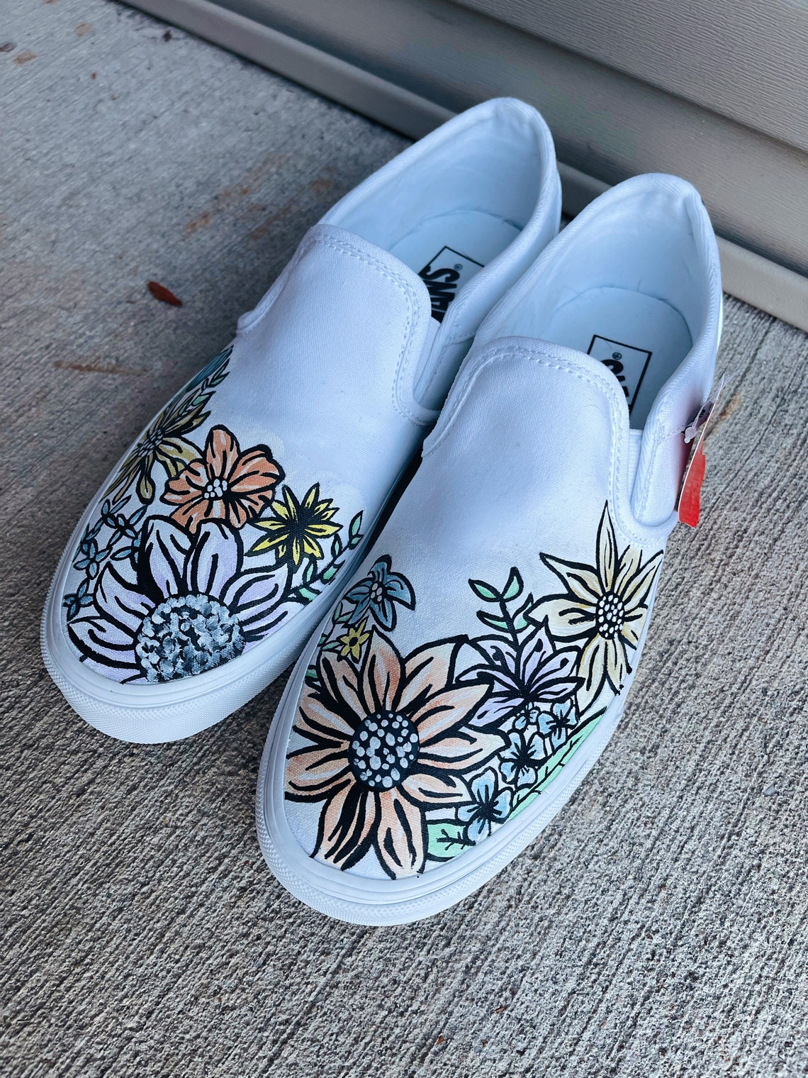 Hand Painted Floral Vans - Etsy