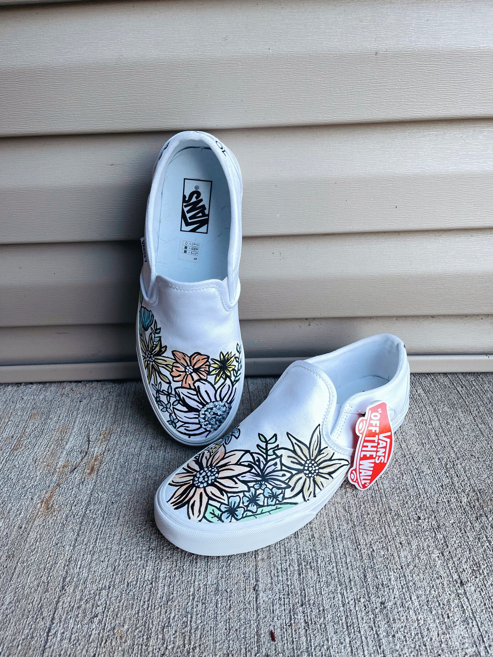 Hand Painted Floral Vans - Etsy