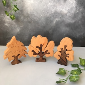 Juego de árbol de madera, juguete de árbol de madera, juego de árbol Waldorf, juguetes Montessori, juguetes educativos, rompecabezas de árbol de madera