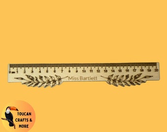 Personalised wooden 20cm ruler, teacher gift, laser engraved, laser cut