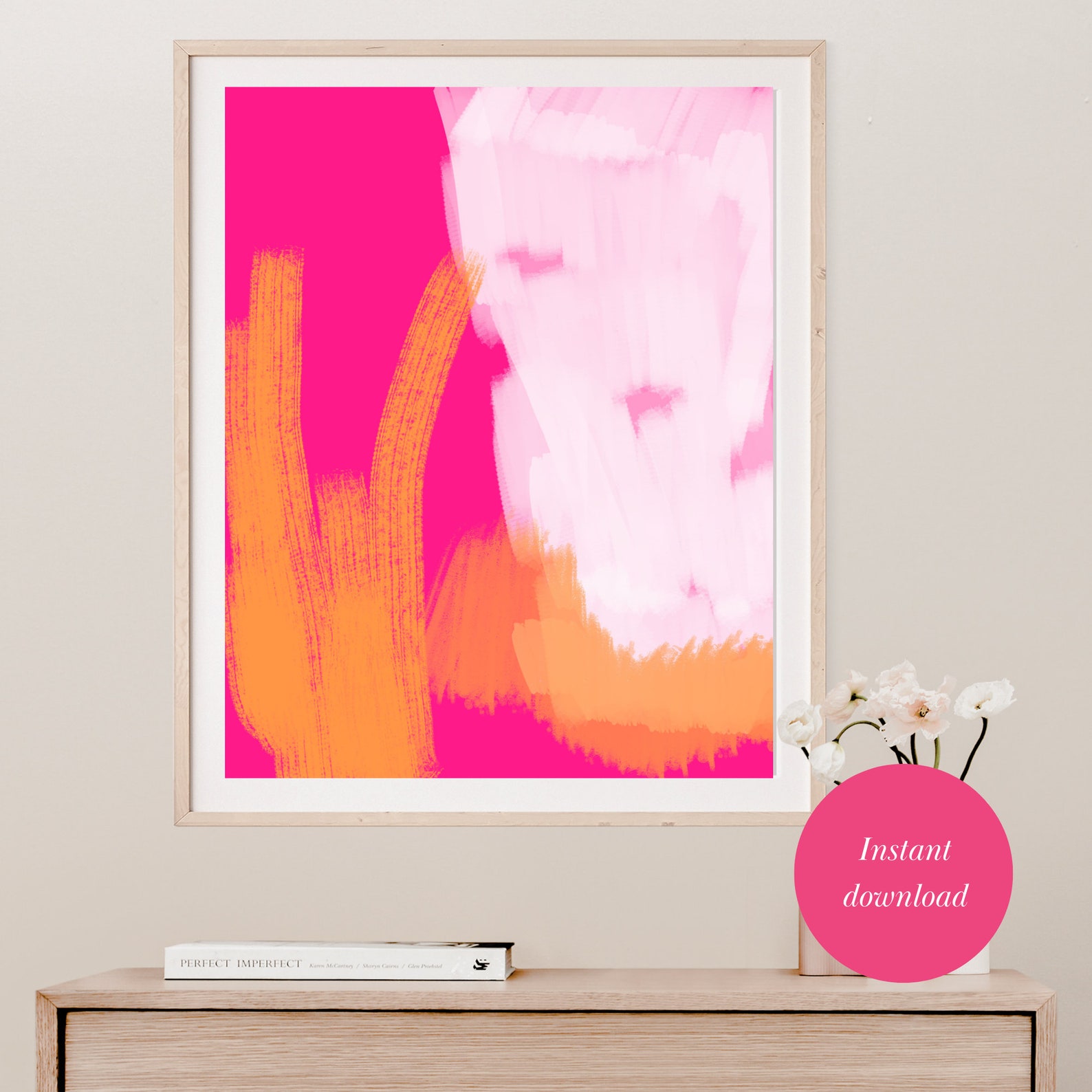 Hot Pink Wall Art Set of 3 Prints Set of 3 Pink Prints Over Etsy