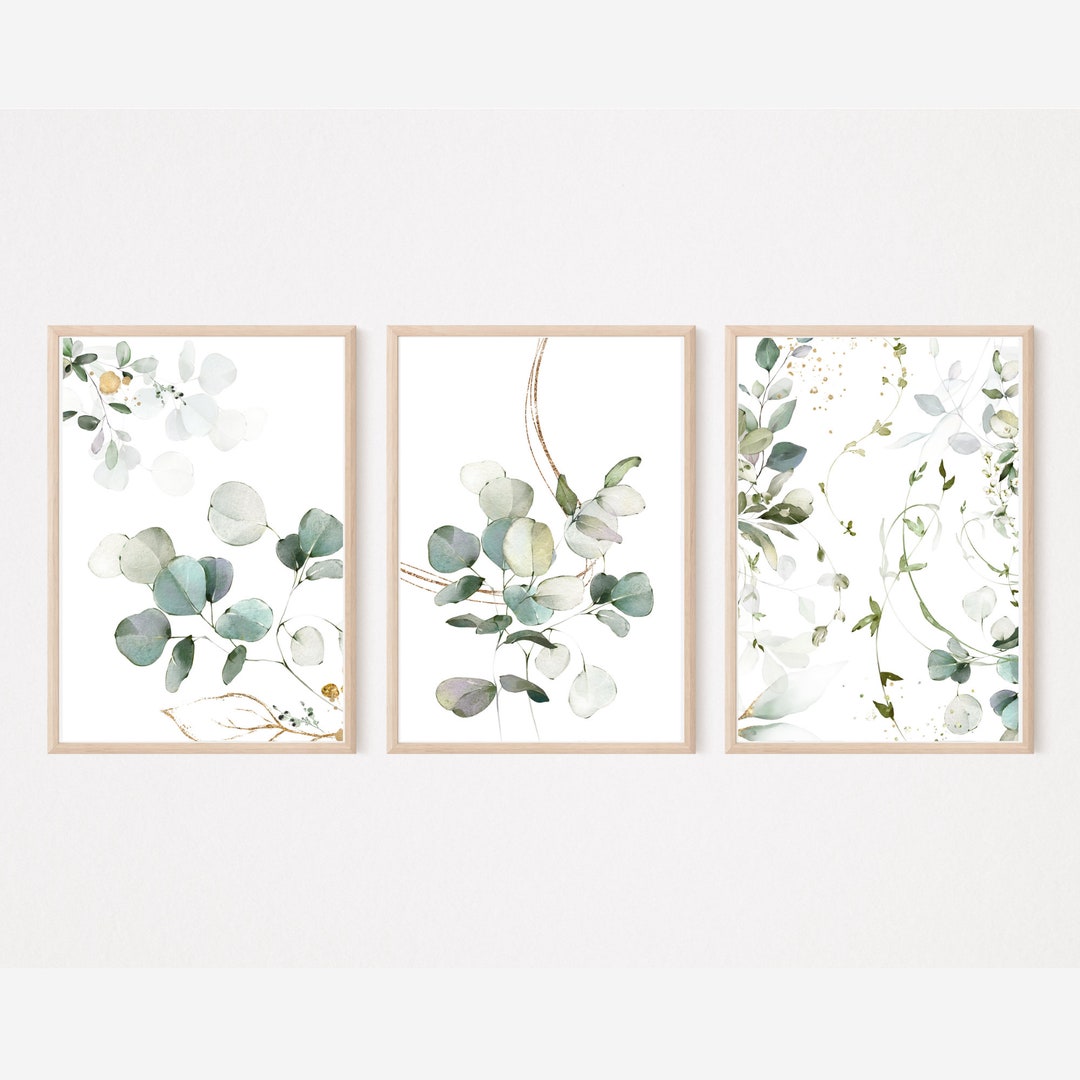 3 Piece Wall Decor Green, Wall Decor Nature, Wall Decor Floral, Wall