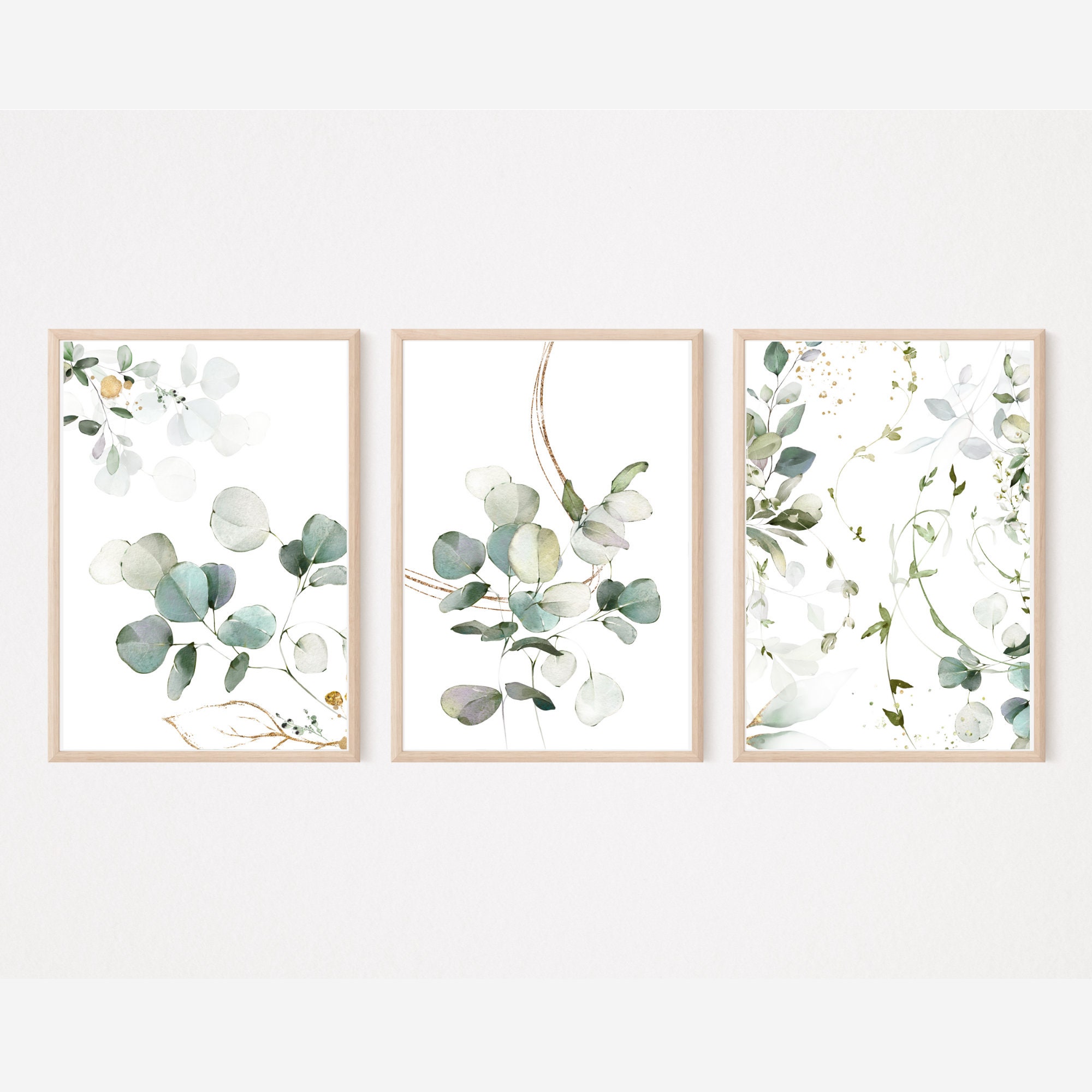 3 Piece Wall Decor Green, Wall Decor Nature, Wall Decor Floral, Wall Art, Printable, Instant ...