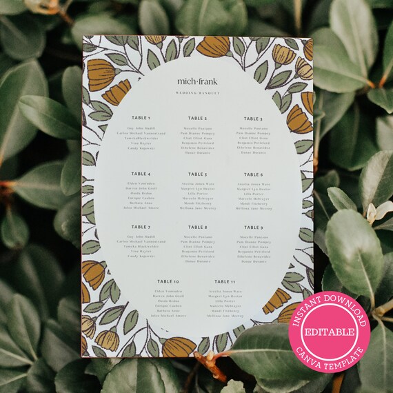 Seating Chart Seating Chart Sign Table Seating Chart Etsy