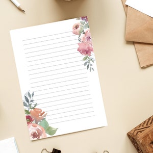 Papelería, Papelería imprimible, Papel de escritura imprimible, Papel de escritura de cartas botánicas, Conjunto de escritura, Papel de notas, floral,