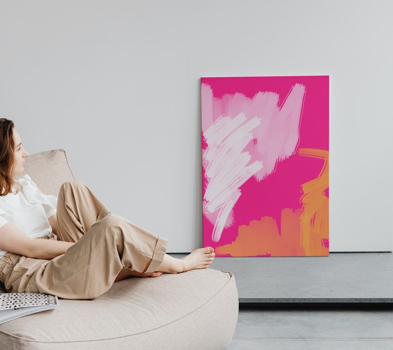 Hot Pink Wall Art Set of 3 Prints Set of 3 Pink Prints Over Etsy