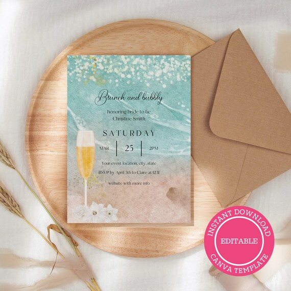 Bridal Shower Invitation Summer Beach Party Invite Etsy