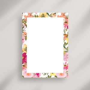 Artigos de papelaria, Estacionário para impressão, Papel para escrever para impressão, Papel para escrever cartas botânicas, Conjunto de escrita, Papel para cartas, floral,