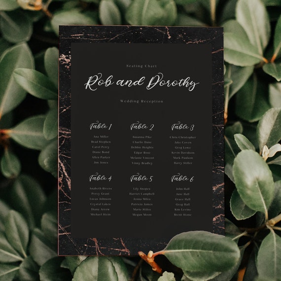 Seating Chart Seating Plan Wedding Table Chart Black Etsy