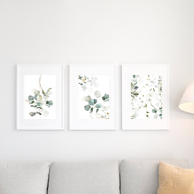 3 Piece Wall Decor Green, Wall Decor Nature, Wall Decor Floral, Wall Art, Printable, Instant ...