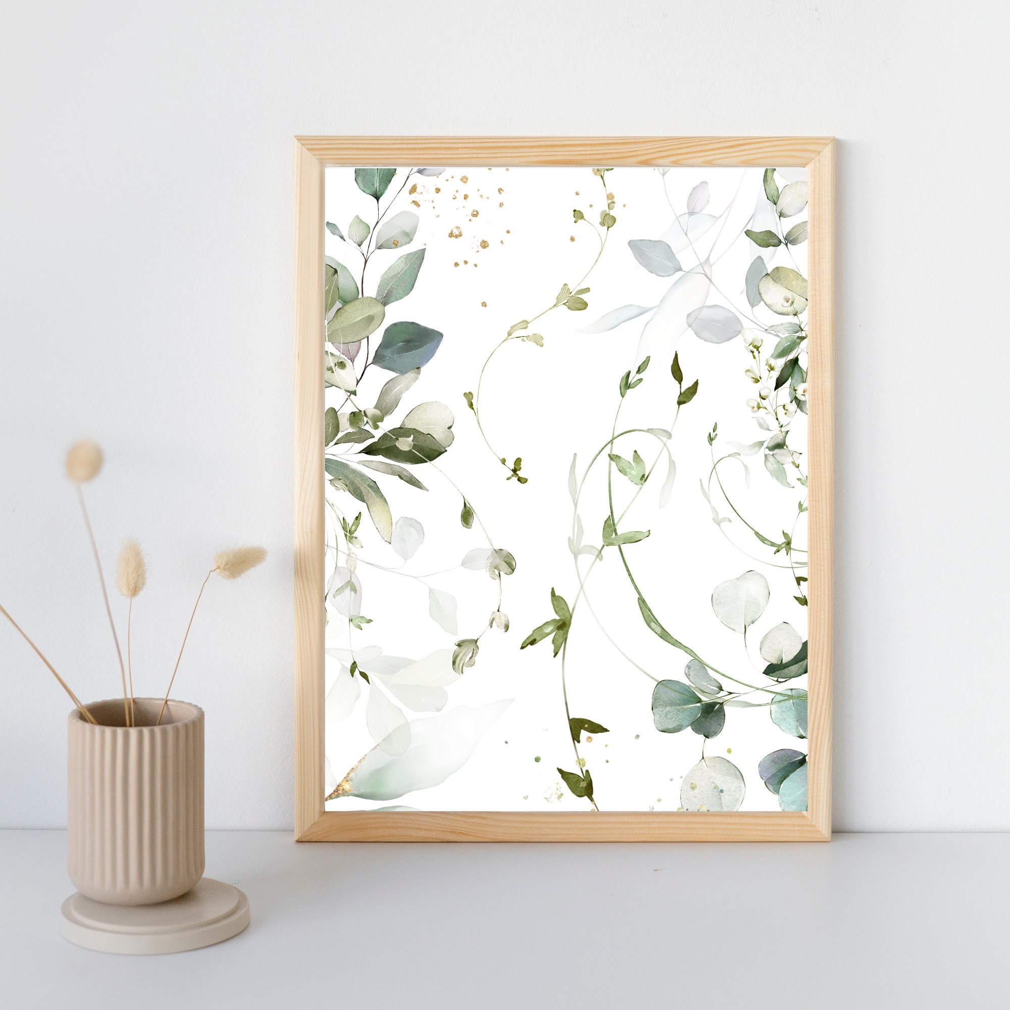 3 Piece Wall Decor Green, Wall Decor Nature, Wall Decor Floral, Wall Art, Printable, Instant ...
