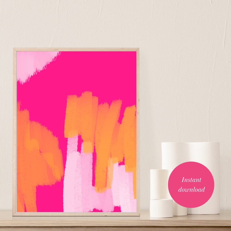 Hot Pink Wall Art Set of 3 Prints Set of 3 Pink Prints Over Etsy
