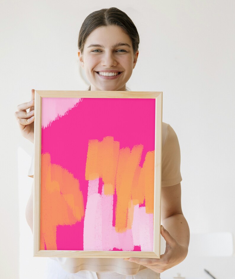 Hot Pink Wall Art Set of 3 Prints Set of 3 Pink Prints Over Etsy