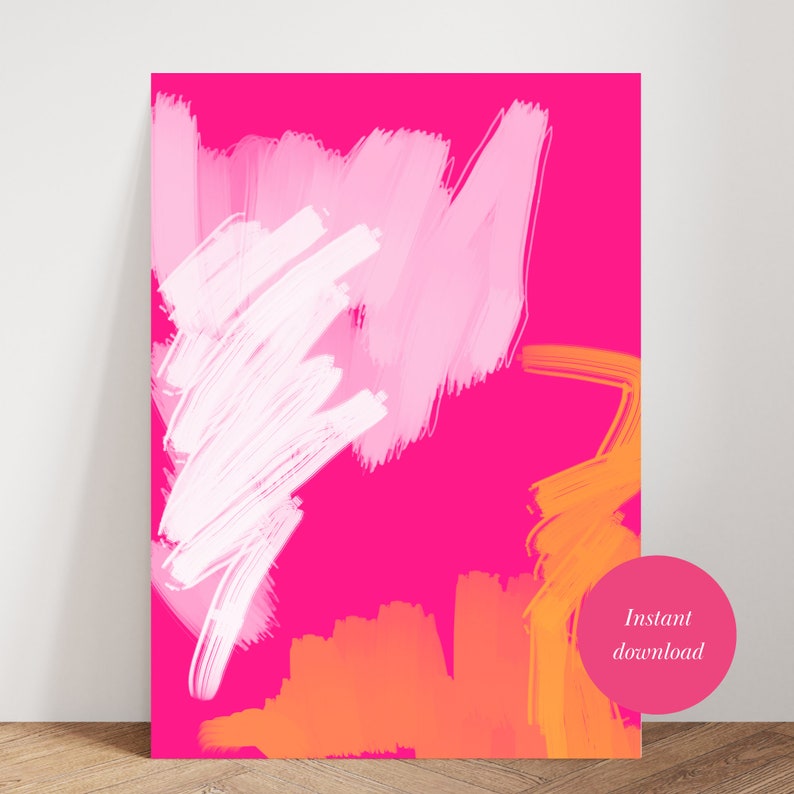 Hot Pink Wall Art Set of 3 Prints Set of 3 Pink Prints Over Etsy