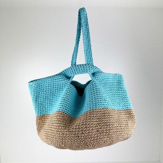 Bolso hecho a mano crochet, Bolso yute, Bolso ganchillo, Bolso de