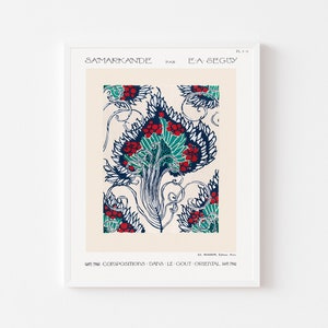 E.A. Séguy print | grape pochoir pattern | art nouveau oriental style | digital download | art print | wall poster | vintage pattern