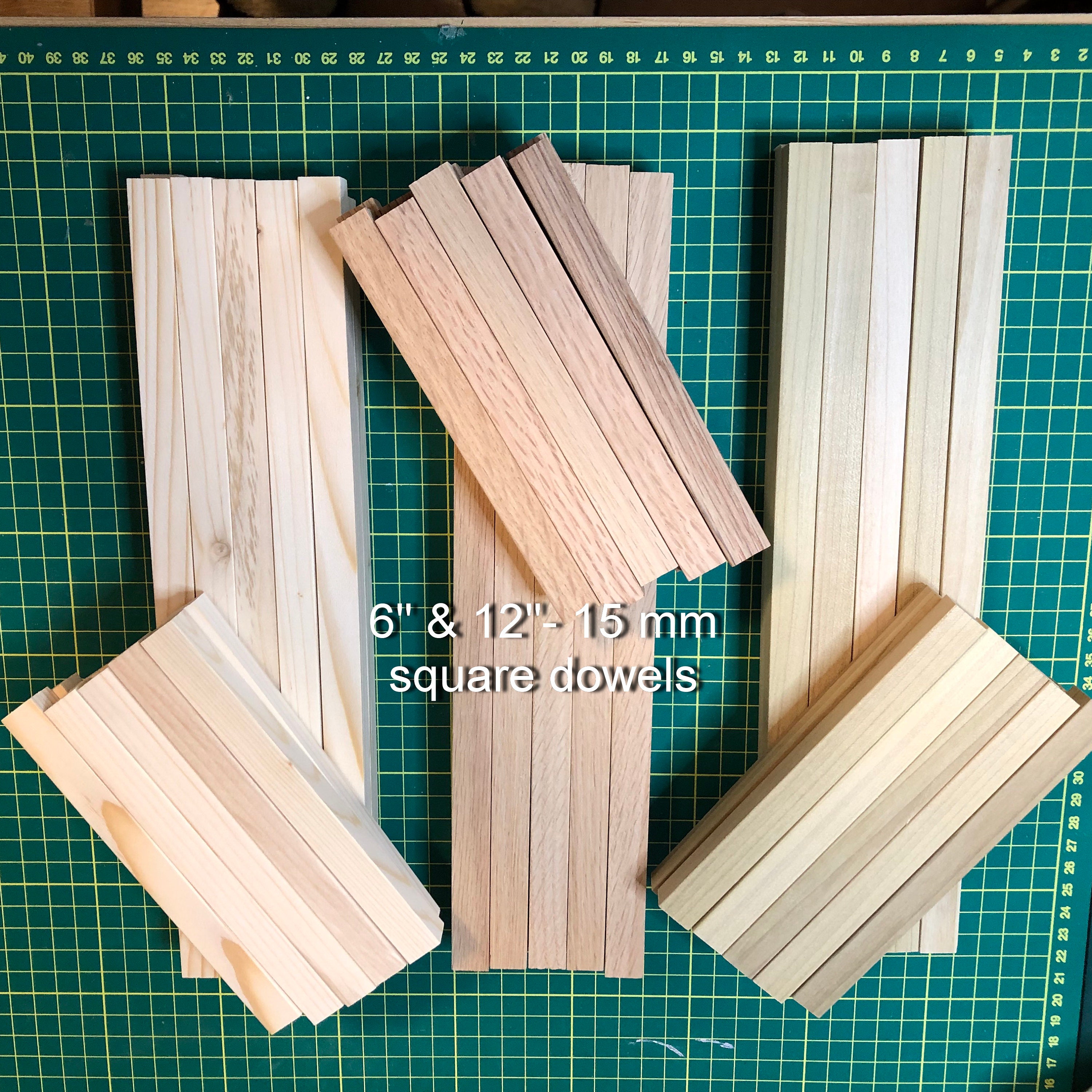 100 Cedar Wooden Square Dowels, 1/2 Square, Available in 6 Lengths, Sanded,  Unfinished, DIY, Wood Craft Strips 