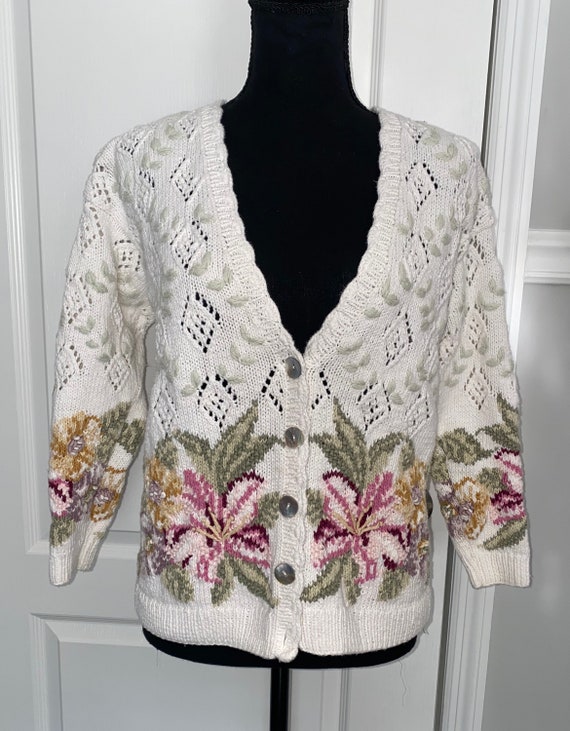 Hand Knitted Floral Sweater