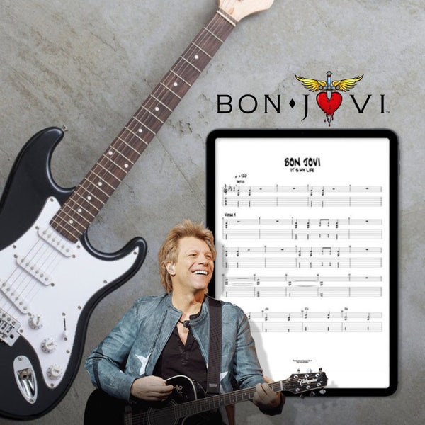 Bon Jovi - It's my life (Guitar Tab / Score), 80s rock music, 80s music, american rock, Rock School, guitarist, music sheet for beginners