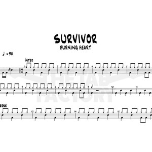 Survivor Burning Heart Drum Score American Classic Rock Etsy