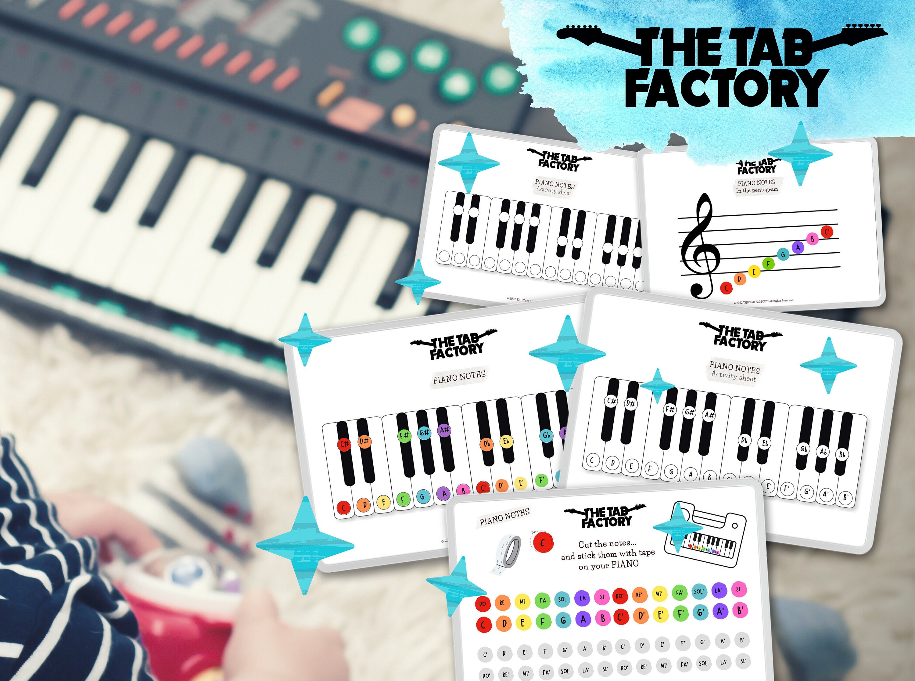 5 Music Sheet Printable DIGITAL FILE Color Coded Beginner - Etsy