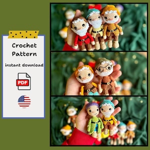 Seven Dwarfs Crochet Pattern, Amigurumi Doll (PDF Pattern)