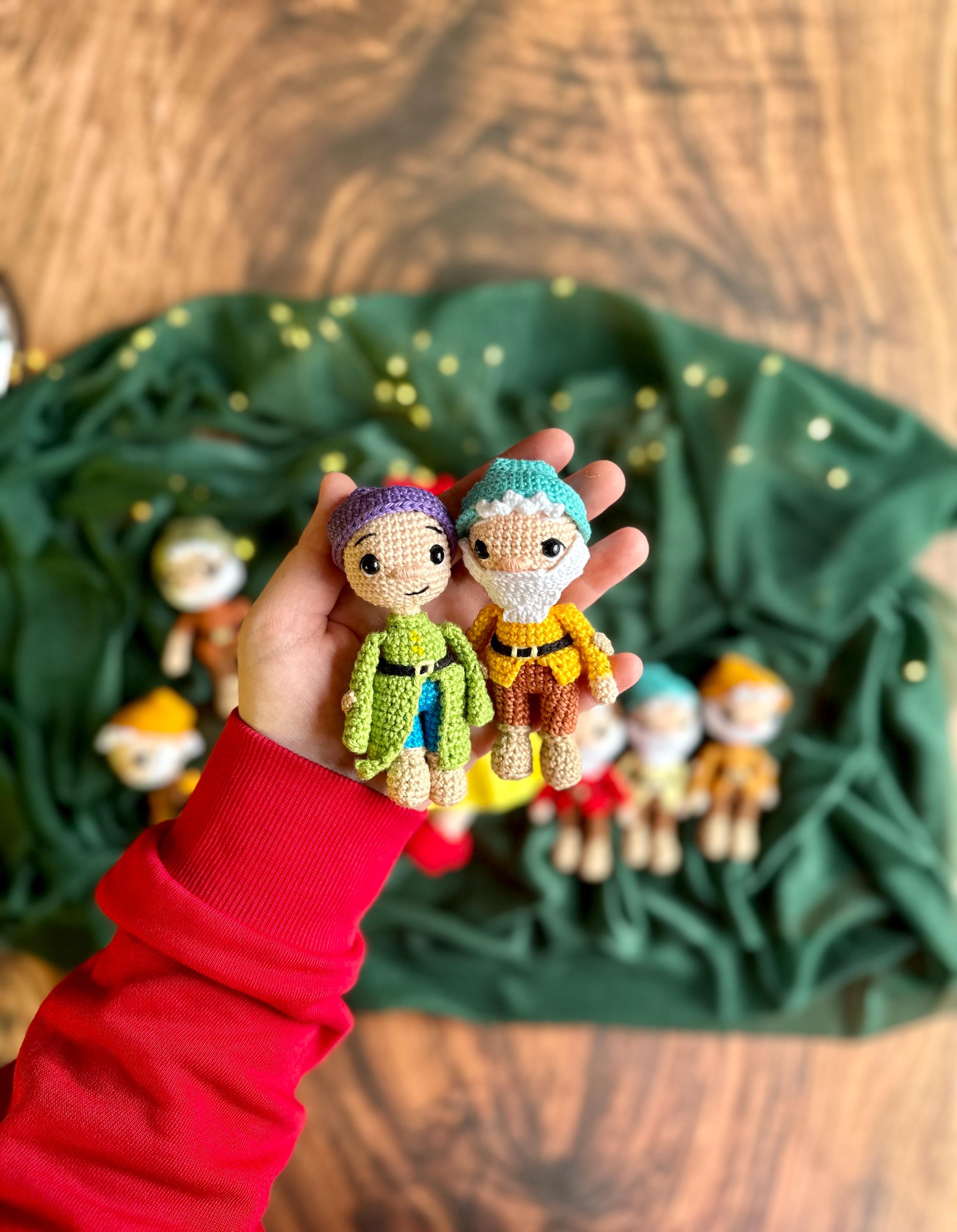 七人の小人のかぎ針編みパターン、あみぐるみ人形 (PDF パターン