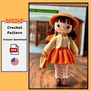 Haley Amigurumi Doll pattern, Orange Girl Crochet Doll Pattern, Handmade Toy Making, Crochet Plush, Unique Handcraft