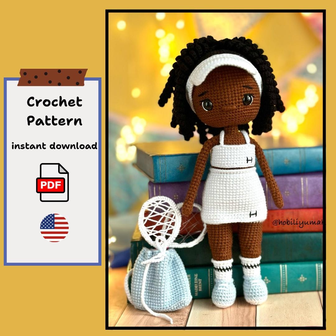 Serena Tennis Player Crochet Pattern: Amigurumi Doll (english PDF ...
