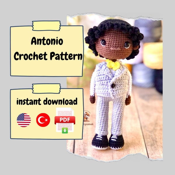 Antonio Crochet Pattern, Little Man Amigurumi Pattern, English