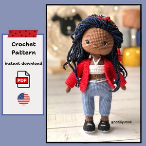Adisa Doll Crochet Pattern: Braided Hairstyle Amigurumi (English PDF Pattern)
