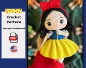 Snow White Doll Crochet Pattern: Amigurumi Plush Toy ( English PDF Pattern)