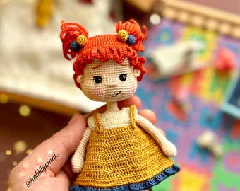 Miniature Amigurumi Little Girl, Crochet Doll, Ginger girl, Crochet cute mini doll