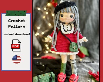 Adeline Doll Crochet Pattern: Amigurumi French Girl (English PDF Pattern)