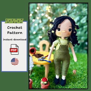 Gardener Flora Crochet Doll Pattern: Amigurumi Toy (English PDF Pattern)